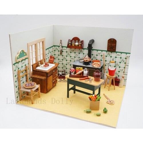 44pcs/set DIY Various Dollhouse Wooden Kitchen Models for Dollhouse Kitchen Furniture Decoration Accessories