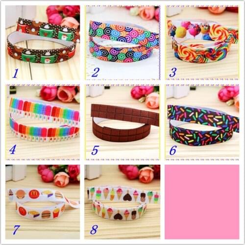 5/8'' Free shipping Fold Elastic FOE cupcake doughnut candy printed headband headwear hairband diy decoration wholesale OEM S56