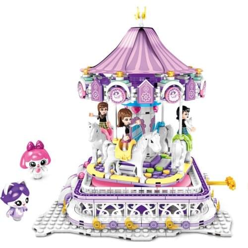 652Pcs Girl Street View Educational Building Blocks Toys For Kids Girls Friends DIY Birthday Gift Carousel Model Small Bricks