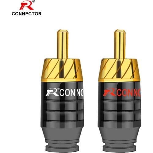 8pcs 24K Gold Plated RCA Connector RCA male plug adapter Video/Audio Wire Connector Support 5mm Cable white&red super fast