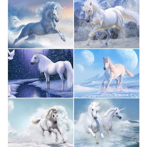 5D DIY Diamond Painting Animals Horse Cross Stitch Kit Full Drill Square Embroidery Mosaic Art Picture of Rhinestones Decor Gift