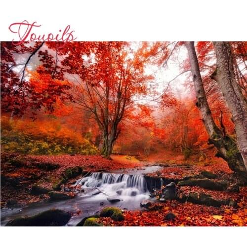 Touoilp Diamond painting full square/round drill Embroidery"Woods waterfall"cross stitch mosaic rhinestones painting,decoration
