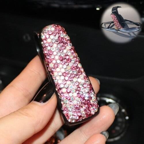 Bling Car Accessory For Girls Car Sunglasses Holders Auto Fastener Clip Ticket Card Organizer In Car Sun Visor Glasses Mount