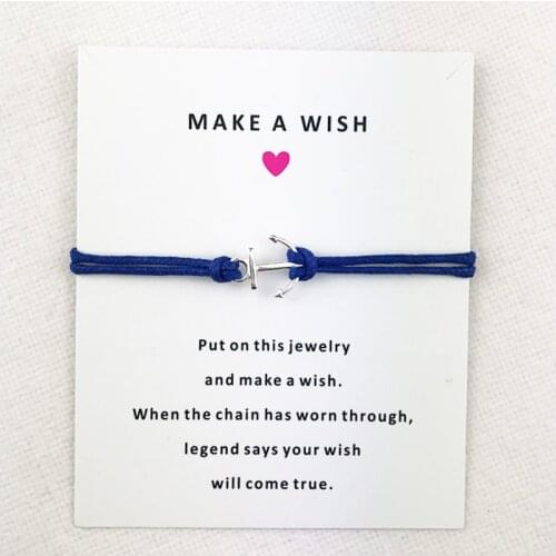 Sailing Navy Antique Silver Plated Charm Card Bracelets Red Black Wax Cord Women Men Unisex Boy Girl Jewelry Many Colors