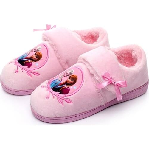 Disney childrens cotton slippers frozen elsa warm non-slip cute princess girl boys baby kindergarten indoor shoes home shoes