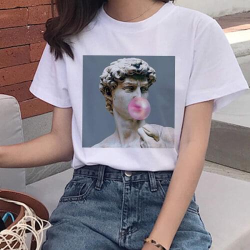 David Michelangelo Oil Painting T Shirt Women Harajuku Ullzang T-shirt Graphic Tshirt 90s Fashion Top Tees Female