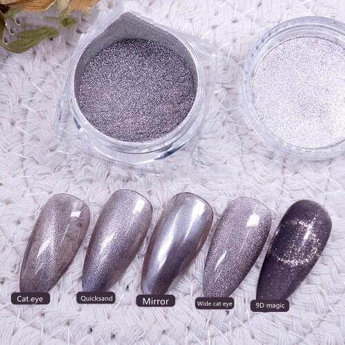 Nail Art Wind Multi-Use Ultra White High Gloss Wide Cat Eye Quicksand Gold Magic Mirror Powder Silver Nail Powder