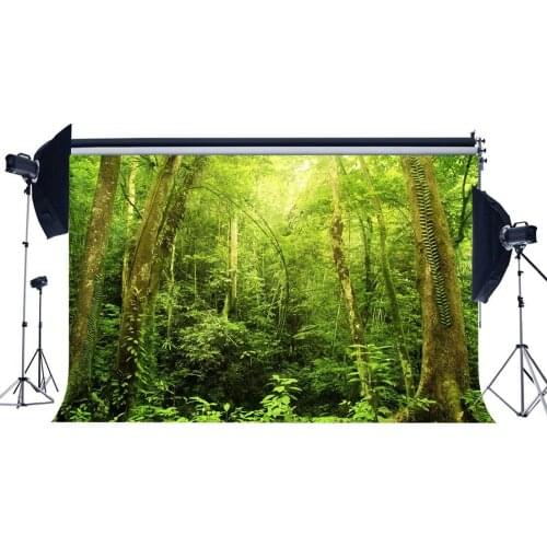 Jungle Forest Backdrop Nature Spring Trees Green Leaves Photography Background for Kids Adults