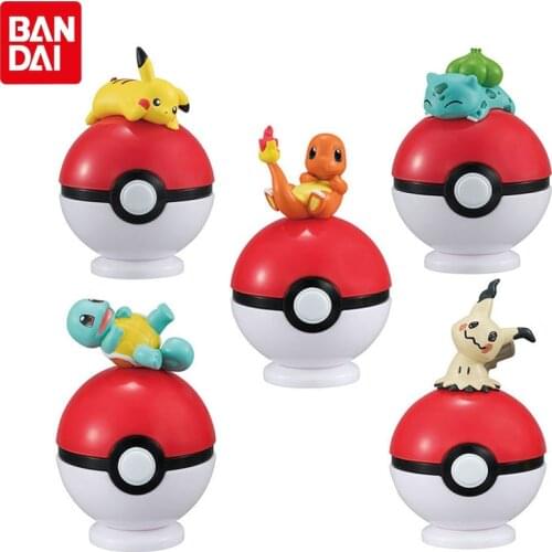 Bandai Genuine Gashapon Pokemon Anime Figures Pokeball Piakchu Bulbasaur Charmander Squirtle Mimikyu Action Figure Model Toys
