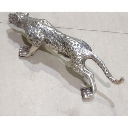 China White copper leopard crafts statue