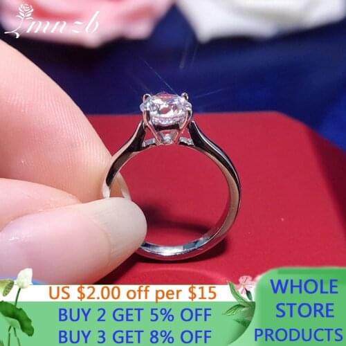 With Certificate 18K White Gold Rings for Women 2.0ct Round Cut Zirconia Diamond Solitaire Ring Wedding Band Engagement Bridal