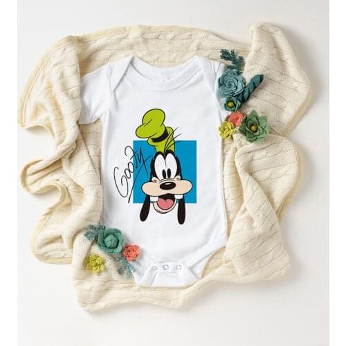 2021 New Fashion Disney Baby Romper Summer Short Sleeve White O-neck Loose Soft Newborn Jumpsuit Infant Bodysuit 0-3M3-6M6-12M