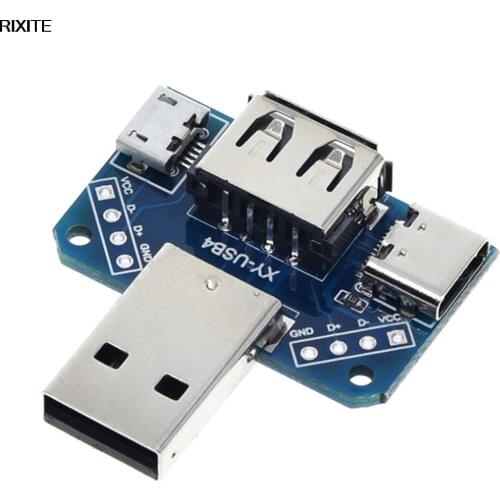 USB Head Switchboard Male Connector to Type-c Micro USB Female 2.54-4P transfer test board USB adapter plate USB4