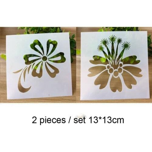 2pc Layering Stencils For Walls Painting Flowers Scrapbooking Stamp Album Decor Embossing Paper Card Painting Template Reusable