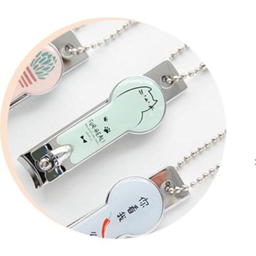 Korean Style Stainless Steel Curved Nail Clippers Cute Cartoon Meow Cat Cactus Pedicure Manicure Trimmer Portable Scissor With