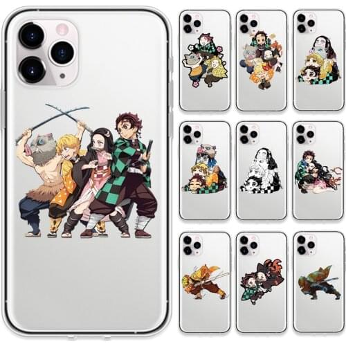 Cute Demon Slaye Phone Cases for IPhone 12 Mini Pro 7 8 Plus 11 Pro X XS MAX XR Kimetsu No Yaiba Soft TPU Cover Coque Concha