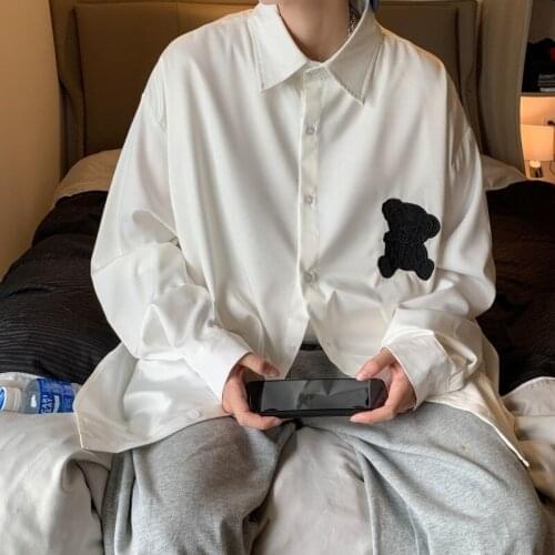 2021 Mens Long-sleeved Embroidered Animal Printing Shirts Tops Loose Hawaiian Shirts Casual Streetwear Camisa Masculina M-2XL