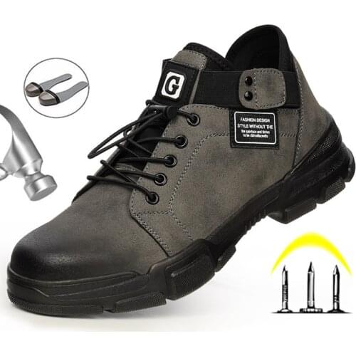 Mens Work Boots Steel Toe Work Safety Shoes Anti-smashing Male Footwear Anti-puncture Casual Protection Sneakers Work Shoes