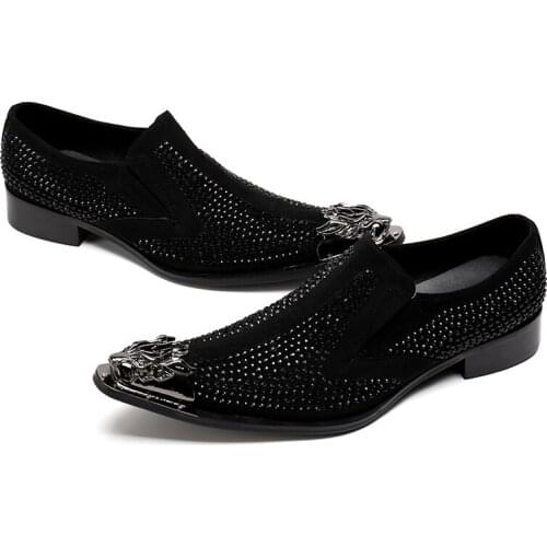 Genuine leather Men Wedding Party Dress Shoes Flat heel Slip on Loafers Big Size euro 38-46