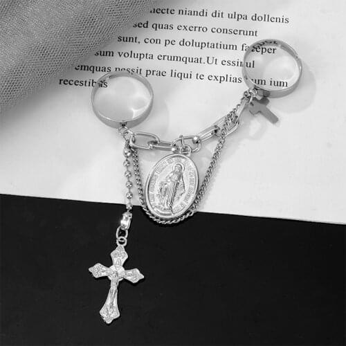 Hiphop Cross Mens finger-ring Vintage Punk Ring On Finger Unisex Rings For Men Women Pendants 2021 Jewelry Goth Accessories