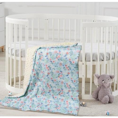 Soft Breathable New 100% Cotton Cartoon Baby Blanket Beanie Kids Quilt Peas Blanket for Pram Baby Swaddle Blanket Floral Print