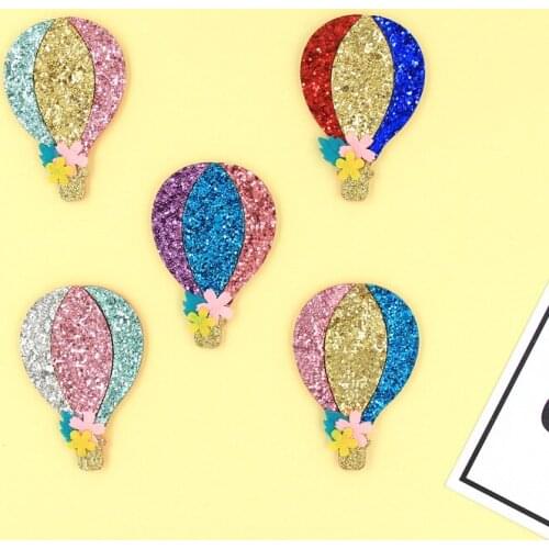 Wholesale 100pcs Fashion Cute Glitter Hot-Air Balloon DIY Materials Felt Cartoon DIY Parts for Headwear Accessories Decoration