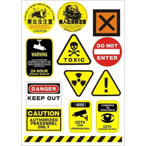 DANGER Warning Signs Stickers For Ipad Laptop skins Tablet PC stickers BICYCLE MOTORCYCLE Waterproof Sunscreen PVC Car Stickers