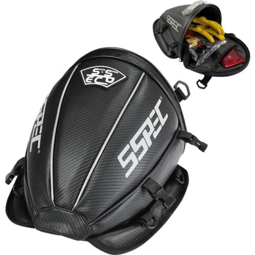SSPEC Durable Motorcycle Rear Seat Bag Waterproof Motorcycle Tail Backpack Carbon Fiber Moto Luggage Bag For Touring 15L