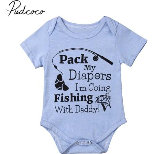 Pudcoco Baby Boy Girl Unisex Bodysuit Fish Hook Printed Newborn Infant Summer Jumpsuit Short Sleeve Playsuit 0-24M traje de bebe