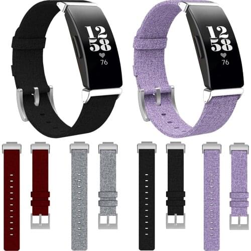 Watchband For Fitbit Inspire/Inspire HR Heart Fitness Tracker Classic Canvas Strap With Metal Connector Replacement Watch Band