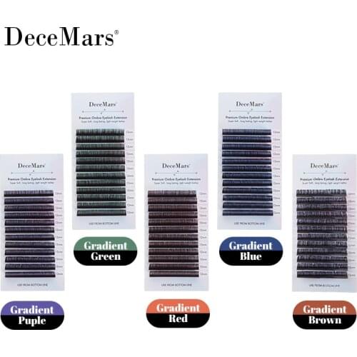 DeceMars Gradient Red/ Purple/Green/Brown/Blue Eyelash Extension
