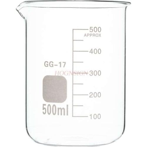 500ml glass graduated beaker with high borosilicate and high temperature resistance