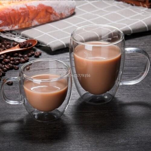 80/250/350/450ml Heat-resistant Double Wall Glass Cup Beer Coffee Cups Handmade Healthy Drink Mug Tea Mugs Transparent Drinkware