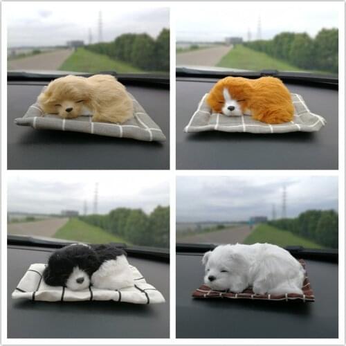 Car Ornaments Cute Simulation Sleeping Dog Dash Decorations Plush Puppy Dolls Gift Men Women Automobile Interior Accessories