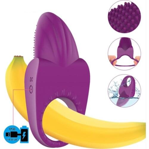 Cock Vibrating Ring Strapon Sex Toys for Couples Penis Tongue Vibrator for Men Cockring Sex Products Male Prostate Massager