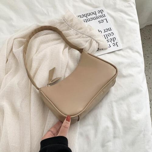 Vintage Design Ladies Underarm Bags Soft PU Leather Female Baguette Handbags Soild Colour Women Small Tote Purse Shoulder Bags