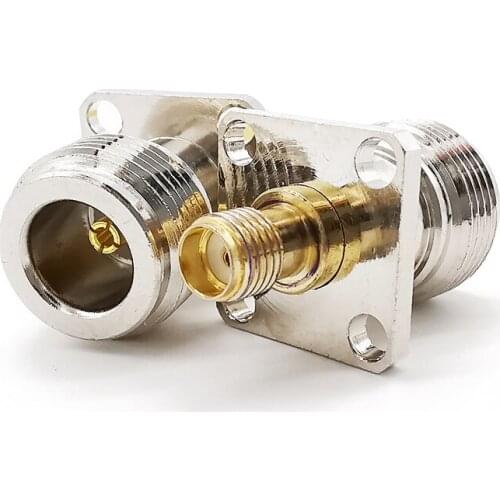 1PCS RF Coaxial Adapter SMA Female Jack to N Female Jack With 4 Hole Flange Panel Mount Adapter SMA to N Connector