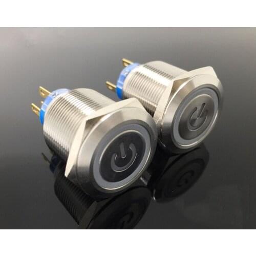 1pc stainless steel waterproof 22mm Light Hot Car Auto Metal LED Power Push Button Switch Self locking Type