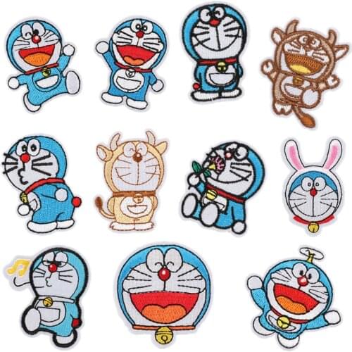 11 kinds Cartoon Patches Doraemon Movie Stars Patch Iron On Patches For Clothing Child clothes Diy Ironing Stickers wholesale