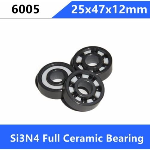 2pcs/lot 6005 25x47x12mm Full SI3N4 ceramic bearing deep groove ball bearing Full Ceramic bearings silicon