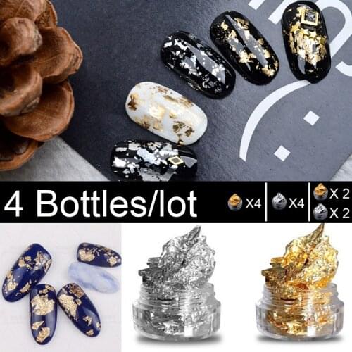 4 Boxes/lot Nail Foil Mixed Gold Silver Aluminum Nail Art Foil Sticker Paper 3d Glitter UV Gel Polish Design Nail Decoration