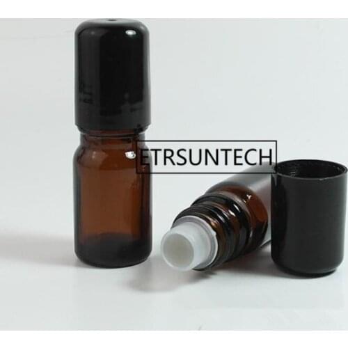 5ml 10ml Amber Glass Bottle Roll On Empty Fragrance Perfume Essential Oil Bottles with glass Ball Sample Vials F1591