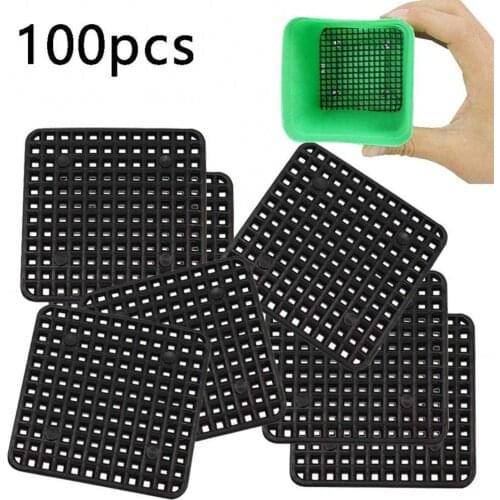 50Pcs/100Pcs Hollow Square Flower Pot Mat Bonsai Breathable Mesh Pad Cushion