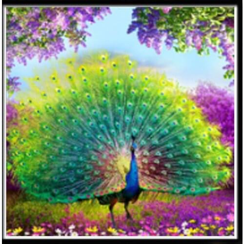 5d Diy Diamond Animal Peacock Painting Mosaic Art Painting Round Fake Diamond Imitation Cross Stitch Kit Crafts Home Decoration