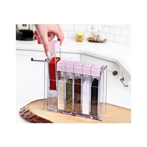 6 Spice Jars Kitchen Spice Box Luxury Acrylic Spice Storage Spice Boxes Transparent Condiment Bottlev Kitchen Organizer