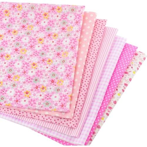New Pink Floral Pattern Pretty Light Pink Color Sets 7PCS/lot Cotton Fabric Patchwork Quilting Plain Sewing Home Textile Curtain