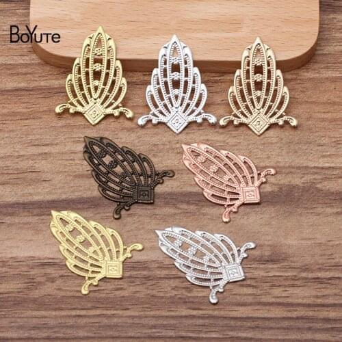 BoYuTe (50 Pieces/Lot) 22*35MM Metal Brass Filigree Materials Diy Accessories Jewelry Findings Components Wholesale