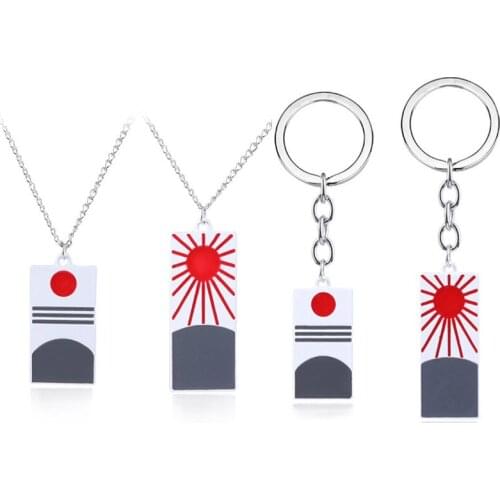 20PCS/LOT Anime Demon Slayer Kimetsu no Yaiba Keychain Kamado Tanjirou Necklace Metal Pendant For Fans Charm Jewelry Gifts