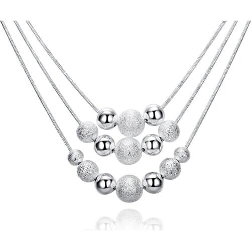 ZEMIOR Ball White Pendant Necklaces For Women Men Three Line Multiple Beads Unisex Necklace Party New Arrival Fashion Jewelry