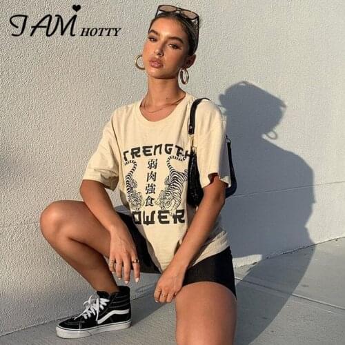 Animal Tiger Print Vintage Loose T Shirt Women Harajuku 2000s Aesthetic Short Sleeve White Tee Tops Summer Casual Shirt Iamhotty